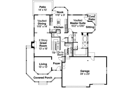 Floor Plan - Main Floor for Farmhouse House Plan #124-419 - 4 bed, 3.5 bath