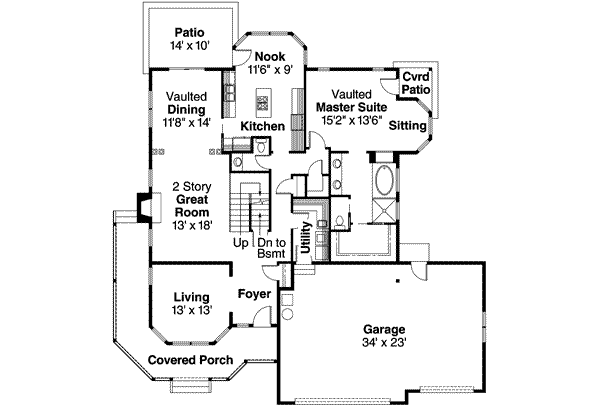 Dream House Plan - Farmhouse Floor Plan - Main Floor Plan #124-419