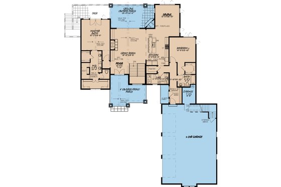 Floor Plan - Main Floor for Traditional House Plan #923-11 - 4 bed, 4.5 bath