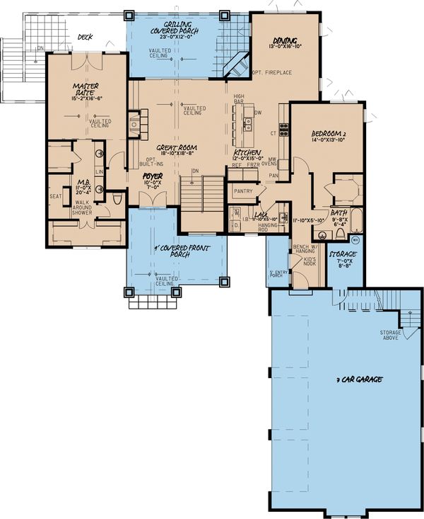 Architectural House Design - Traditional Floor Plan - Main Floor Plan #923-11