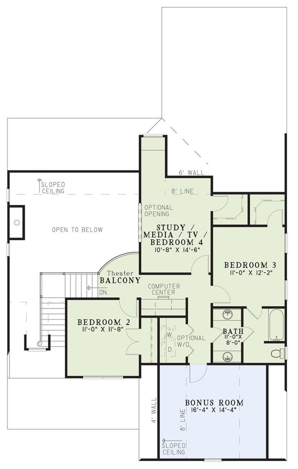 House Blueprint - Country Floor Plan - Upper Floor Plan #17-2268
