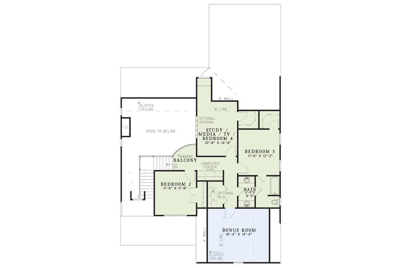 House Blueprint - Floor Plan - Upper Floor for Country House Plan #17-2268 - 3 bed, 2.5 bath