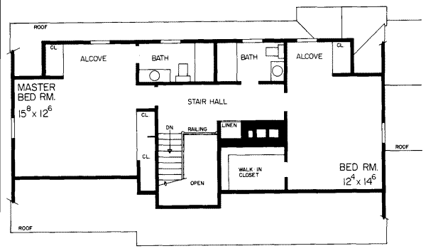 Architectural House Design - Colonial Floor Plan - Upper Floor Plan #72-349