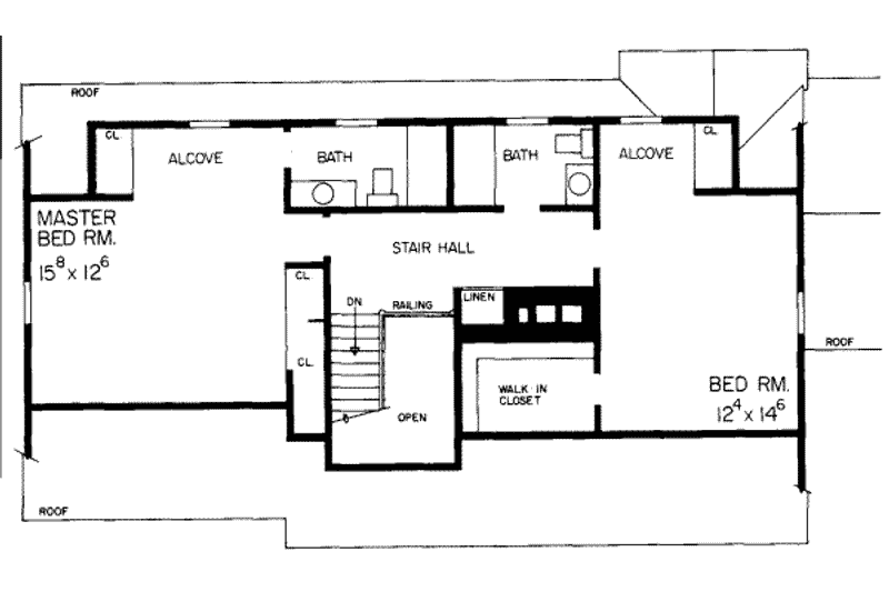 Home Plan - Floor Plan - Upper Floor for Colonial House Plan #72-349 - 4 bed, 3.5 bath