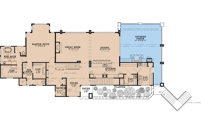 House Plan Design - Floor Plan - Main Floor for Modern House Plan #923-432 - 4 bed, 5.5 bath