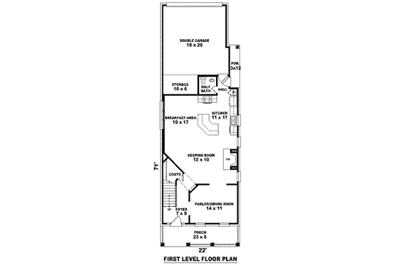 Floor Plan - Main Floor for Colonial House Plan #81-1369 - 3 bed, 2.5 bath