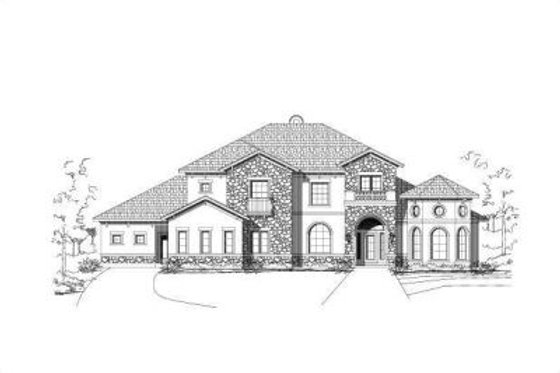 Exterior - Front Elevation for European House Plan #411-210 - 5 bed, 3 bath