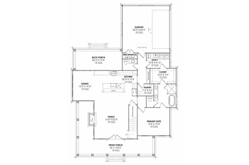 Dream House Plan - Floor Plan - Main Floor for Farmhouse House Plan #1096-131 - 3 bed, 2.5 bath