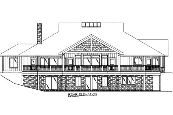 Exterior - Rear Elevation 3 for Bungalow House Plan #117-610 - 2 bed, 2.5 bath
