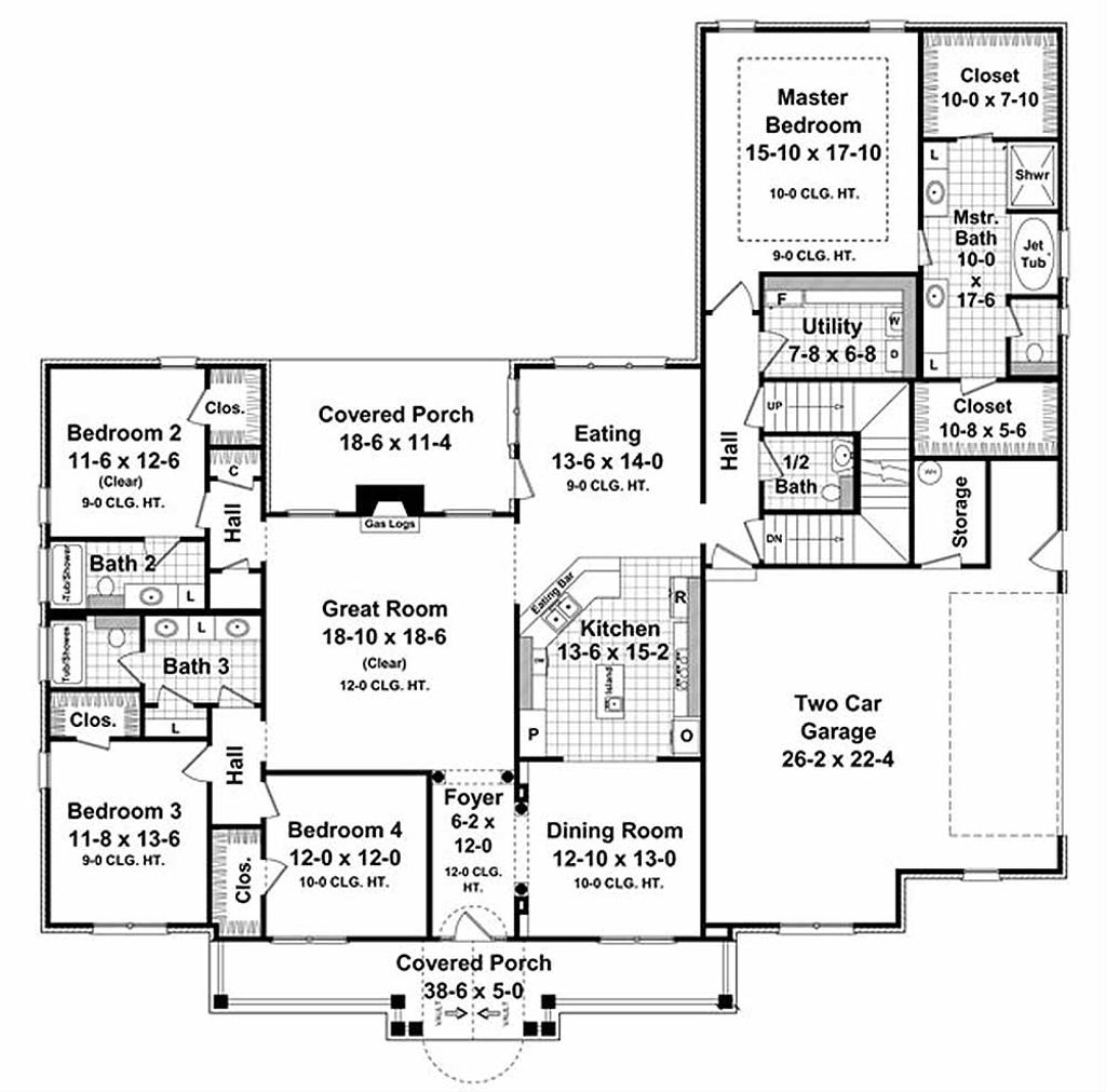 Traditional Style House Plan 4 Beds 3.5 Baths 2769 Sq/Ft