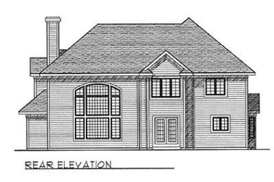 Exterior - Rear Elevation for Mediterranean House Plan #70-498 - 4 bed, 2.5 bath