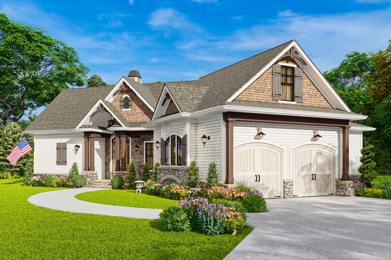 Architectural House Design - Exterior - Front Elevation 5 for Ranch House Plan #54-464 - 3 bed, 2 bath