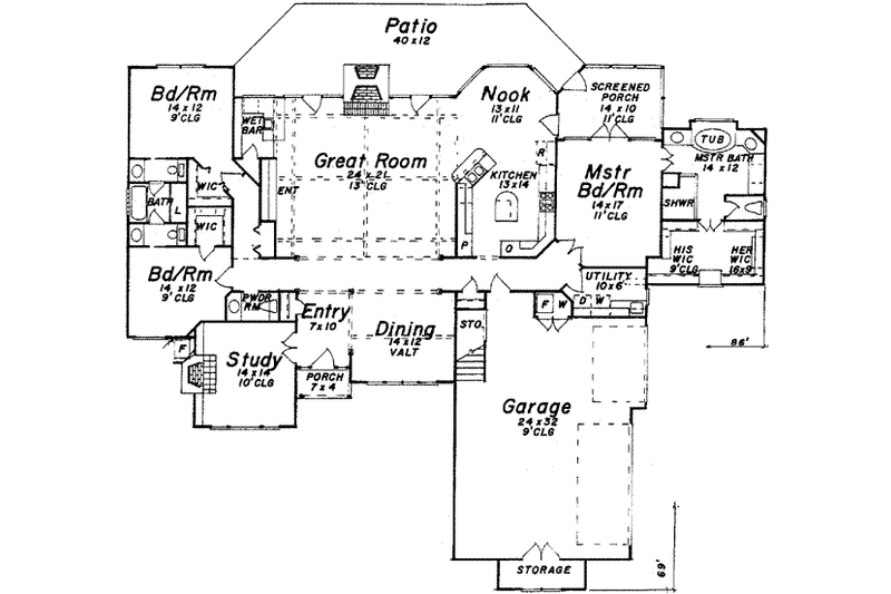 Home Plan - Floor Plan - Main Floor for European House Plan #52-184 - 3 bed, 2 bath