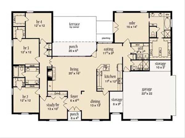Architectural House Design - European Floor Plan - Main Floor Plan #36-442