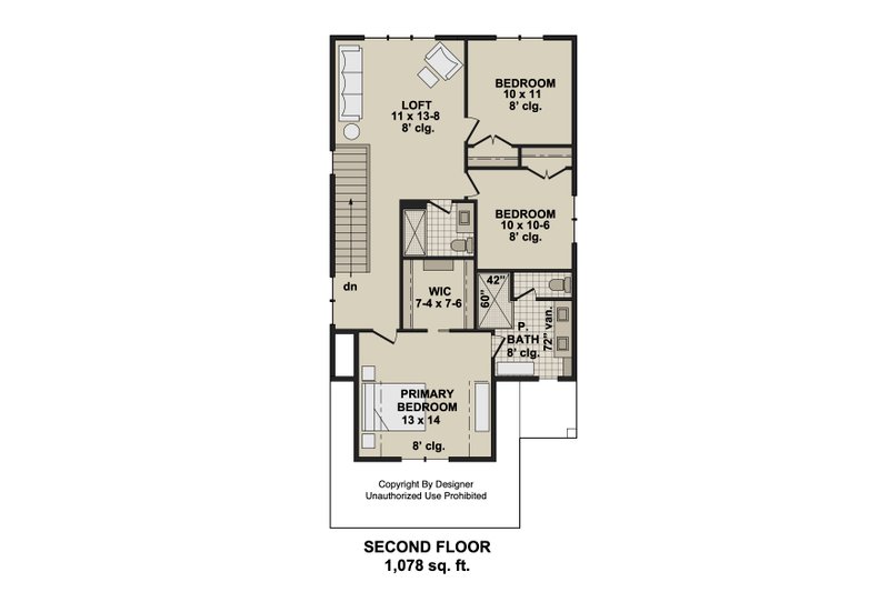 Dream House Plan - Floor Plan - Upper Floor for Farmhouse House Plan #51-1542 - 3 bed, 2.5 bath
