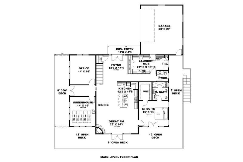 House Design - Floor Plan - Main Floor for Craftsman House Plan #117-1054 - 3 bed, 2.5 bath