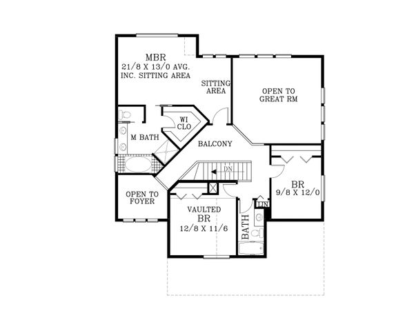 Craftsman Floor Plan - Upper Floor Plan #53-526