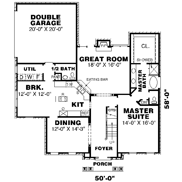 Southern Floor Plan - Main Floor Plan #34-169
