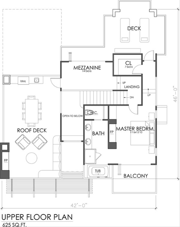 House Plan Design - Modern Floor Plan - Upper Floor Plan #484-2