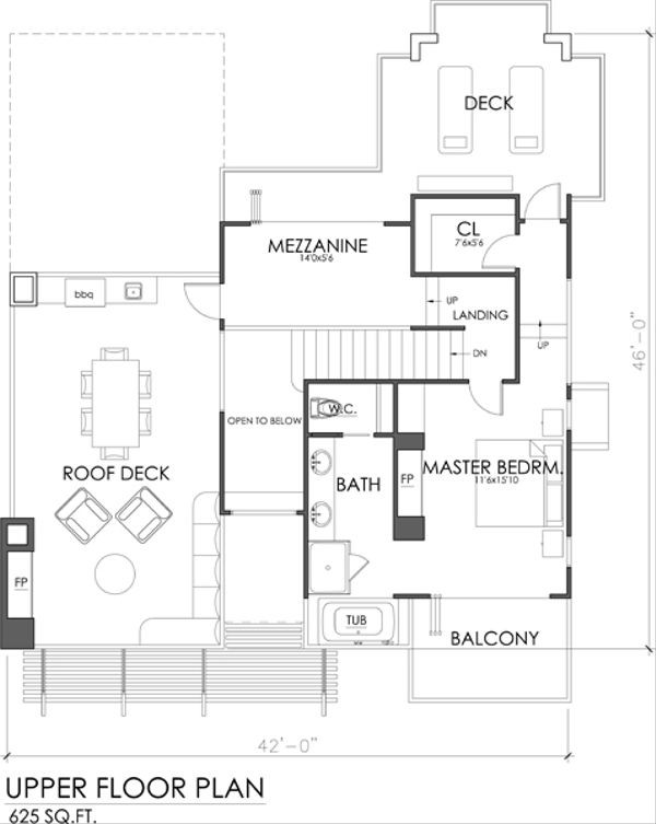 House Design - Modern Floor Plan - Upper Floor Plan #484-2