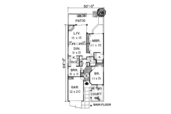 Floor Plan - Main Floor for Prairie House Plan #312-784 - 2 bed, 2 bath