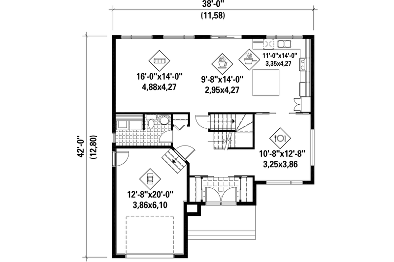Dream House Plan - Floor Plan - Main Floor for Contemporary House Plan #25-4348 - 4 bed, 2 bath