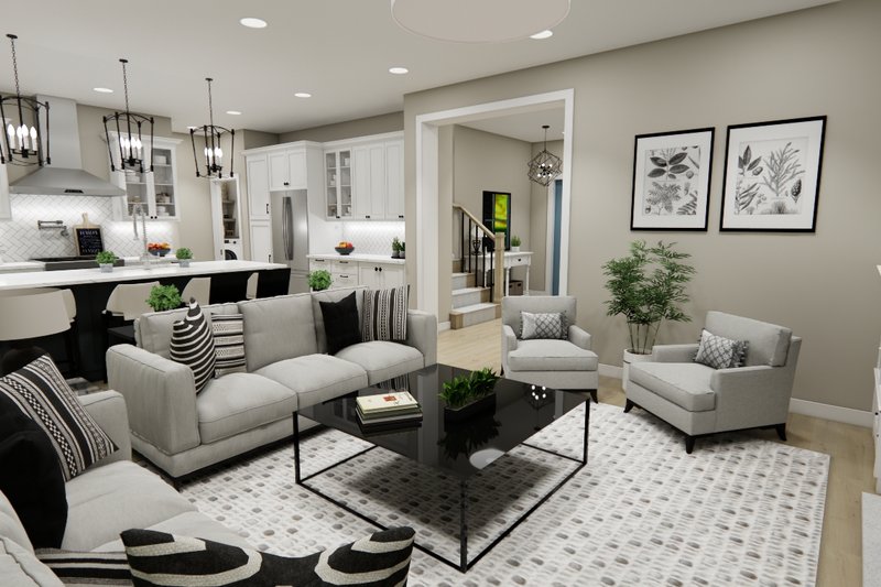 Architectural House Design - Interior - Family Room for Farmhouse House Plan #51-1404 - 3 bed, 2 bath