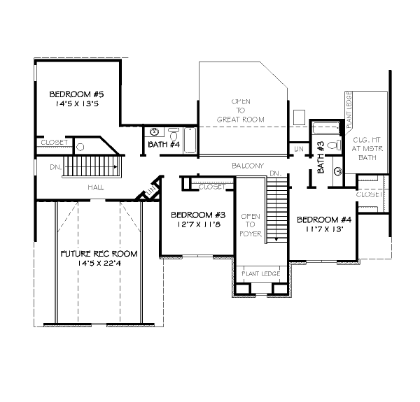 Traditional Floor Plan - Upper Floor Plan #424-61