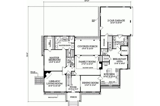 Floor Plan - Main Floor for Colonial House Plan #137-172 - 4 bed, 4.5 bath