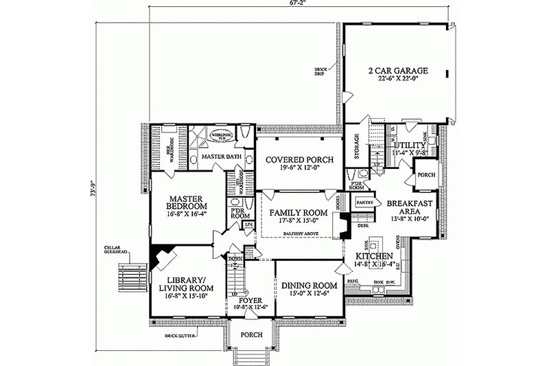 Home Plan - Floor Plan - Main Floor for Colonial House Plan #137-172 - 4 bed, 4.5 bath