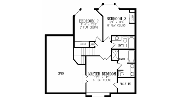 Adobe / Southwestern Floor Plan - Upper Floor Plan #1-414