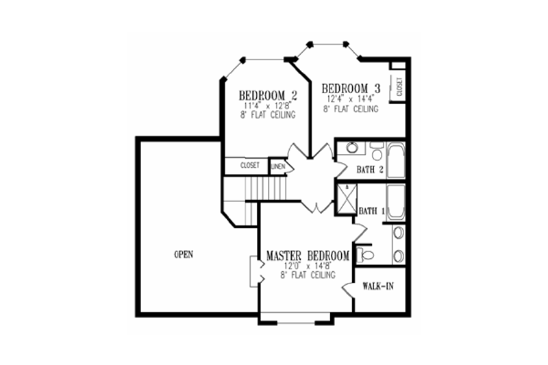 Dream House Plan - Floor Plan - Upper Floor for Adobe / Southwestern House Plan #1-414 - 4 bed, 3 bath