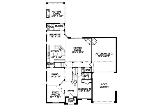 Floor Plan - Main Floor for European House Plan #141-350 - 5 bed, 4.5 bath