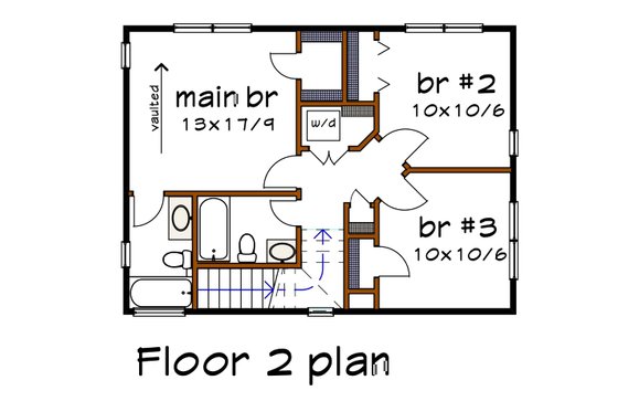 Floor Plan - Upper Floor for Modern House Plan #79-365 - 3 bed, 2.5 bath