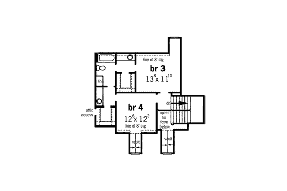 Floor Plan - Upper Floor for Southern House Plan #16-285 - 4 bed, 3 bath
