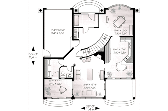 Floor Plan - Main Floor for Mediterranean House Plan #23-280 - 4 bed, 2.5 bath