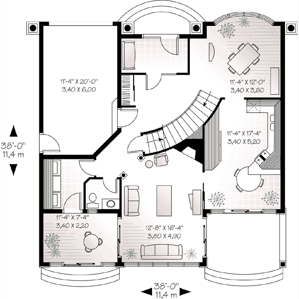 Architectural House Design - Mediterranean Floor Plan - Main Floor Plan #23-280