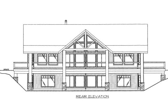 Exterior - Rear Elevation for Bungalow House Plan #117-646 - 3 bed, 3 bath