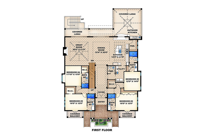 Home Plan - Floor Plan - Upper Floor for Beach House Plan #27-456 - 5 bed, 5.5 bath