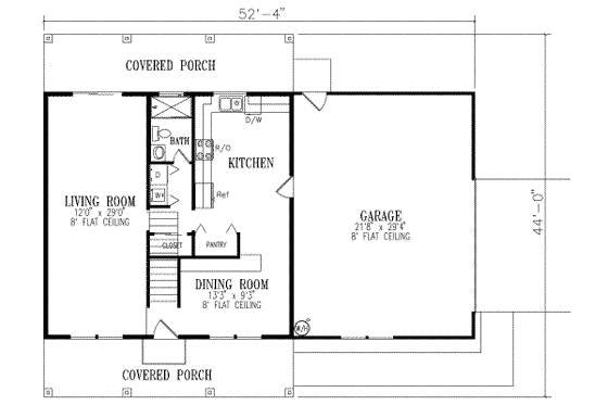 Floor Plan - Main Floor for Traditional House Plan #1-367 - 3 bed, 3 bath