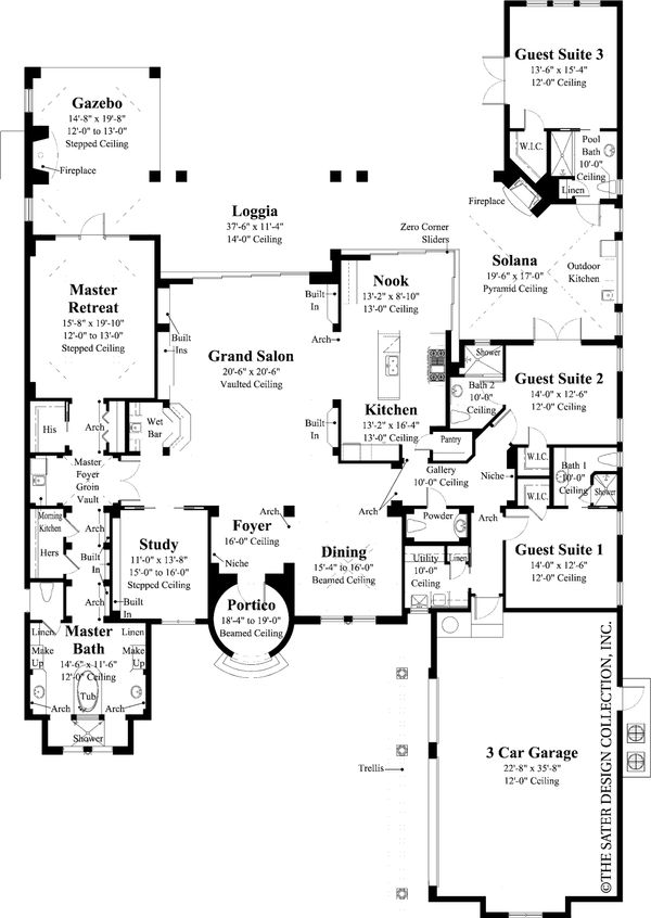 Architectural House Design - Mediterranean Floor Plan - Main Floor Plan #930-13
