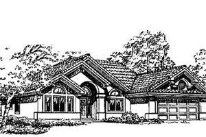 Adobe / Southwestern Exterior - Front Elevation Plan #1-375