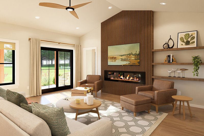 Architectural House Design - Interior - Family Room 1 for Farmhouse House Plan #126-310 - 3 bed, 2.5 bath