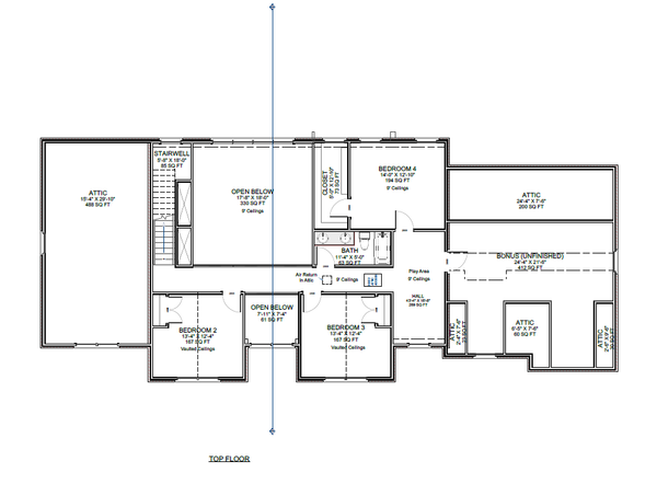 House Blueprint - Floor Plan - Upper Floor for Contemporary House Plan #1116-9 - 4 bed, 3.5 bath