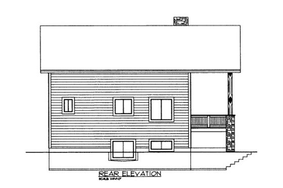 Exterior - Rear Elevation for Bungalow House Plan #117-697 - 3 bed, 3 bath