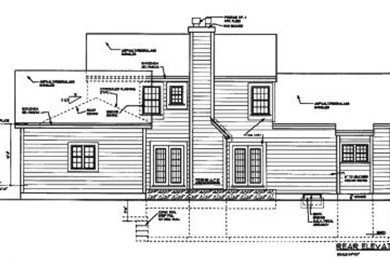 Exterior - Rear Elevation for Southern House Plan #3-199 - 5 bed, 2.5 bath