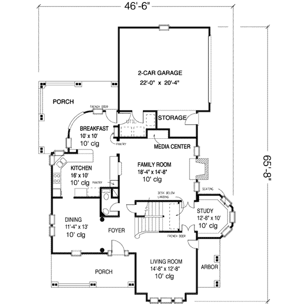 Architectural House Design - Victorian Floor Plan - Main Floor Plan #410-104