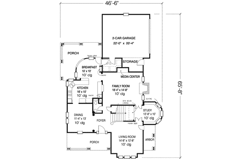 House Blueprint - Floor Plan - Main Floor for Victorian House Plan #410-104 - 4 bed, 3.5 bath