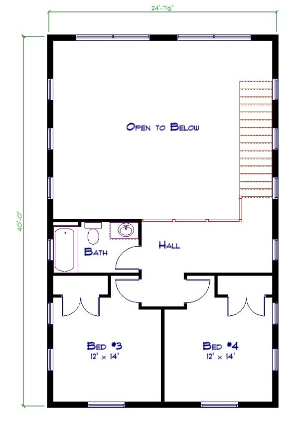 Barndominium Floor Plan - Upper Floor Plan #1115-1