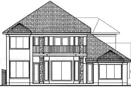 Exterior - Rear Elevation for European House Plan #411-884 - 4 bed, 3.5 bath